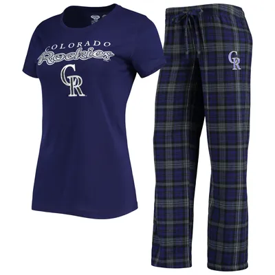 Colorado Rockies Concepts Sport Women's Lodge T-Shirt & Pants Sleep Set - Purple/Black