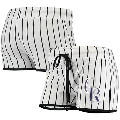 Concepts Sport Short de nuit à fines rayures Colorado Rockies Vigor pour femme, blanc
