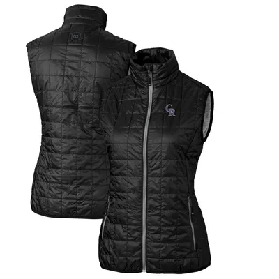 Colorado Rockies Cutter & Buck Women's Rainier PrimaLoft Eco Full-Zip Puffer Vest - Black