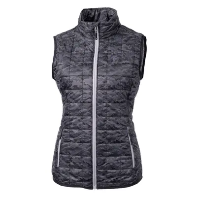 Colorado Rockies Cutter & Buck Women's Rainier PrimaLoft Eco Printed Full-Zip Puffer Vest - Black