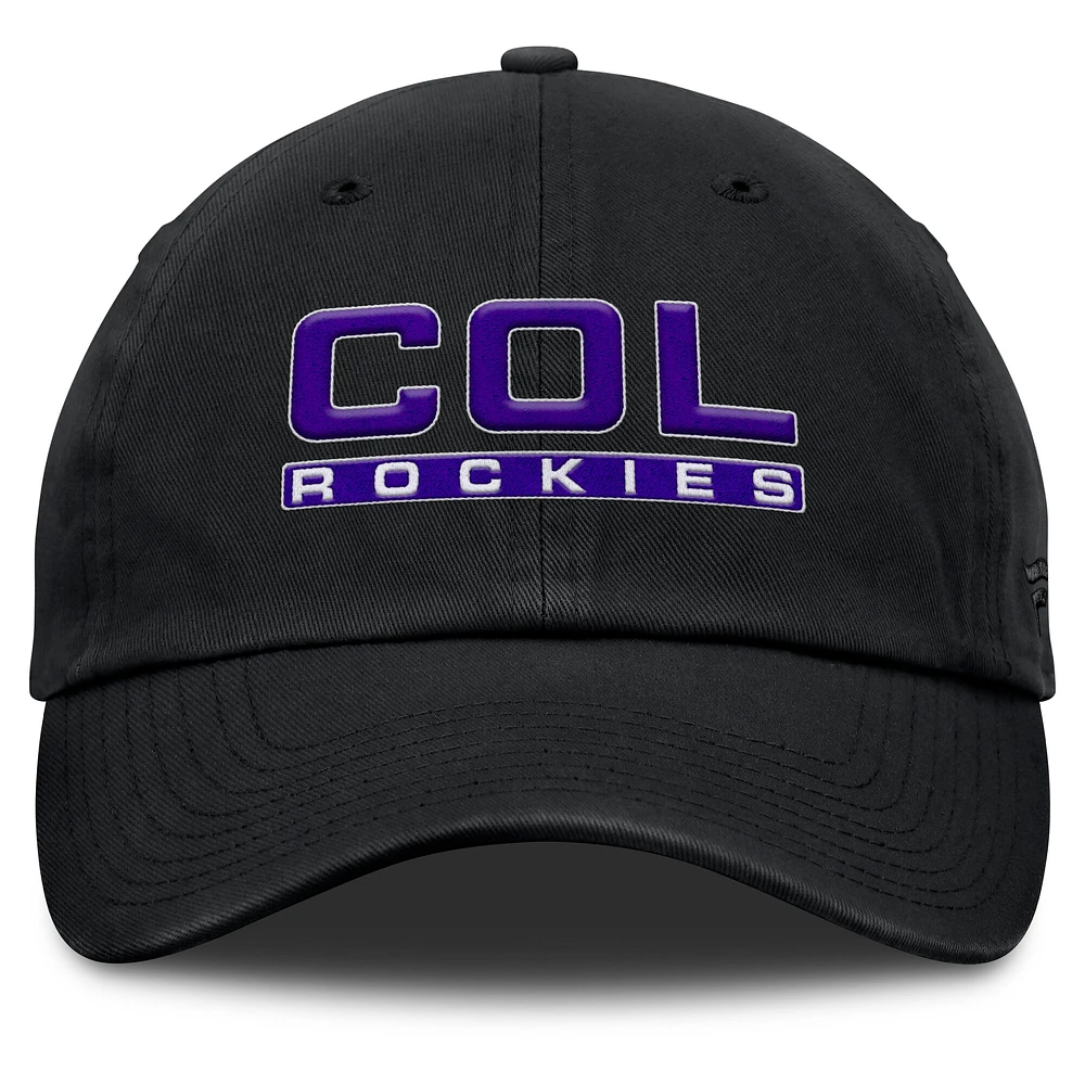 Casquette ajustable noire Colorado Rockies Fly Out pour femmes Fanatics
