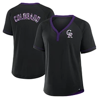 Women's Fanatics Black Colorado Rockies League Diva Star Raglan V-Neck T-Shirt