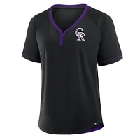 Women's Fanatics Black Colorado Rockies League Diva Star Raglan V-Neck T-Shirt