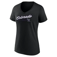 Women's Fanatics Black Colorado Rockies One & Only V-Neck T-Shirt