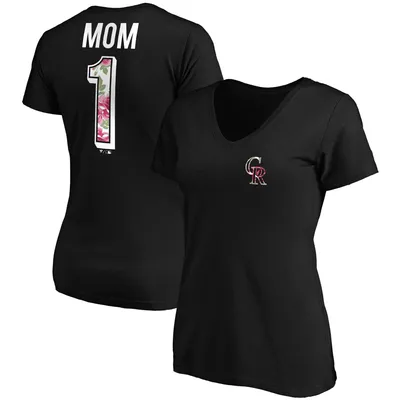 Colorado Rockies Fanatics Branded Women's Mother's Day Logo V-Neck T-Shirt - Black