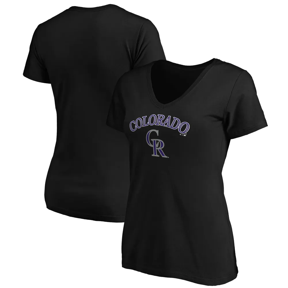 Lids Colorado Rockies Fanatics Branded Women's Team Logo Lockup V-Neck T- Shirt - Black