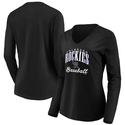 Colorado Rockies Fanatics Branded Women's Victory Script V-Neck Long Sleeve T-Shirt - Black
