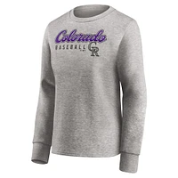 Women's Fanatics Heathered Gray Colorado Rockies Crew Pullover Sweater