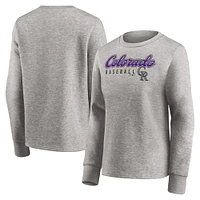 Women's Fanatics Heathered Gray Colorado Rockies Crew Pullover Sweater