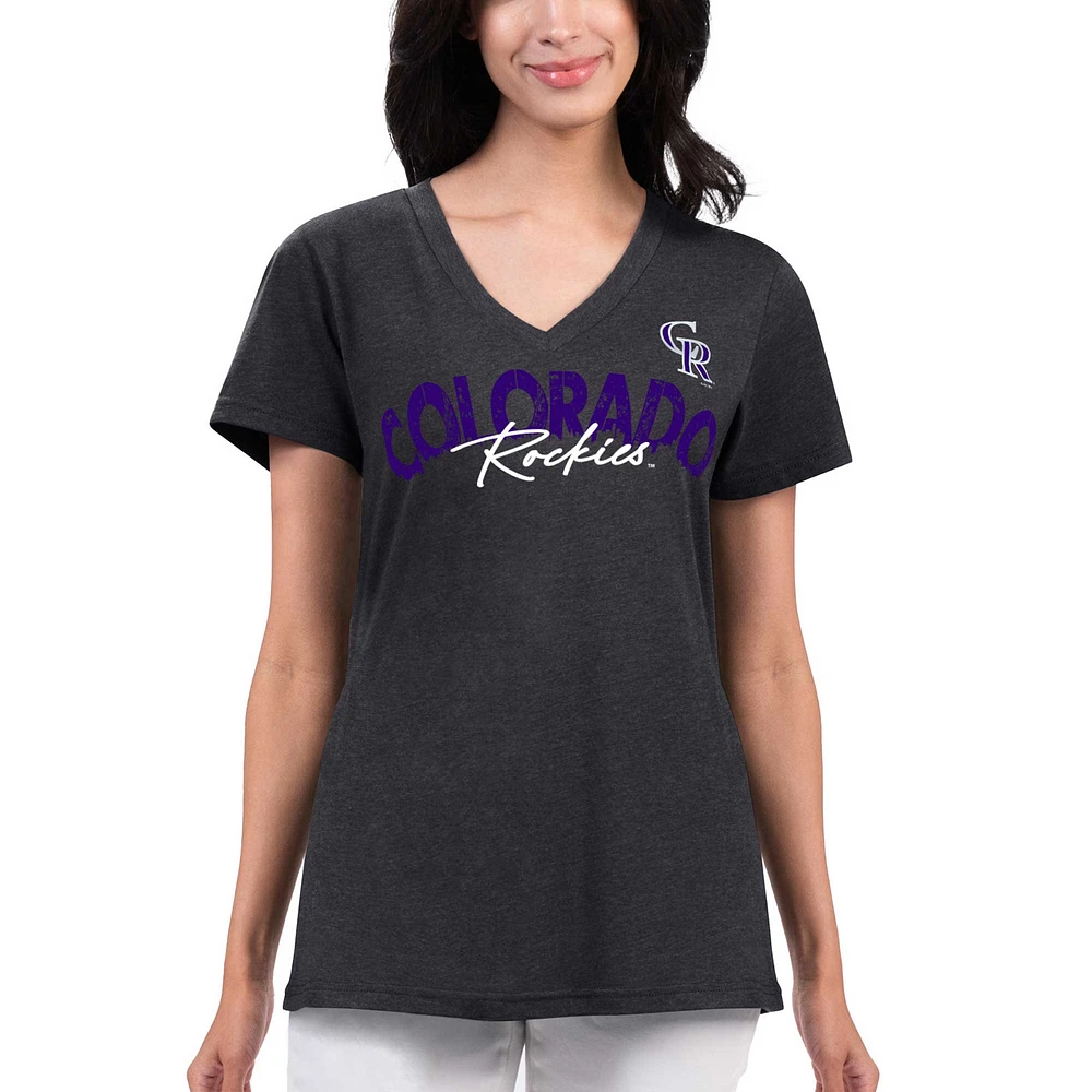 Women's G-III 4Her by Carl Banks Black Colorado Rockies Key Move V-Neck T-Shirt