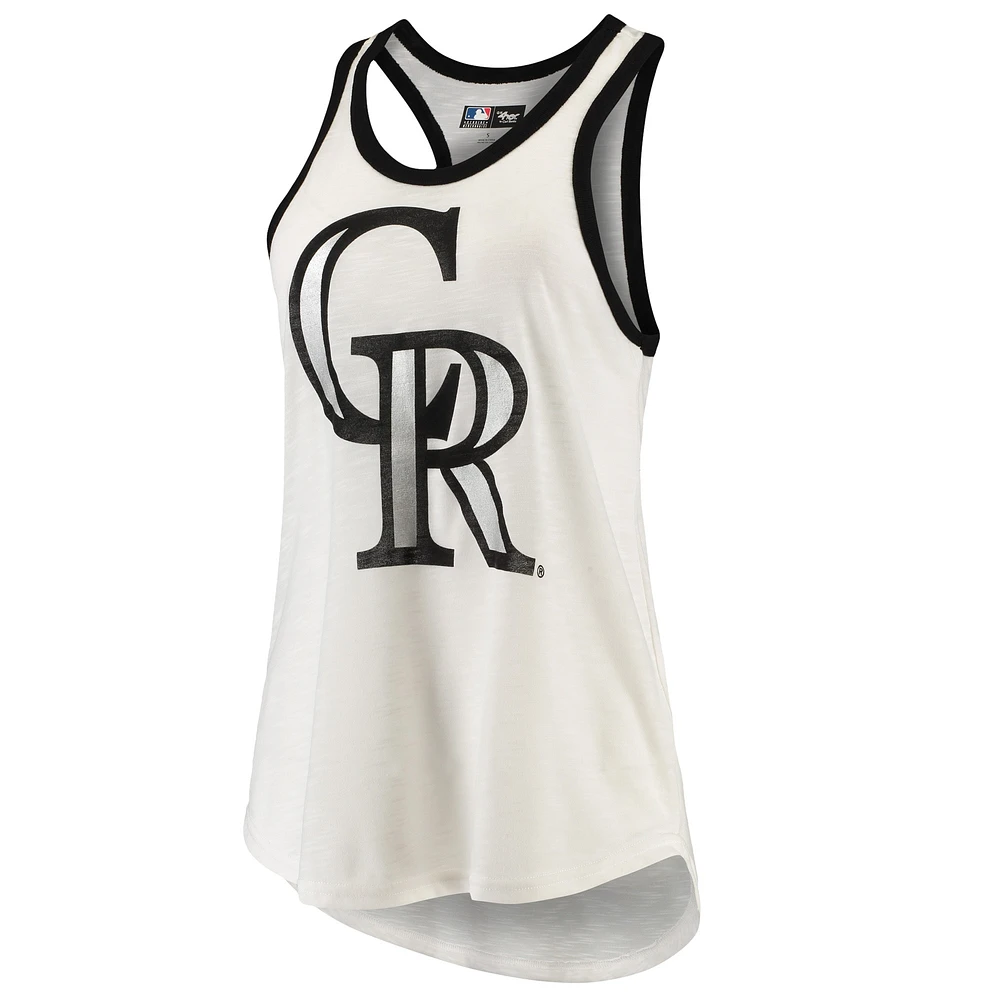 Women's G-III 4Her by Carl Banks White Colorado Rockies Tater Racerback Tank Top