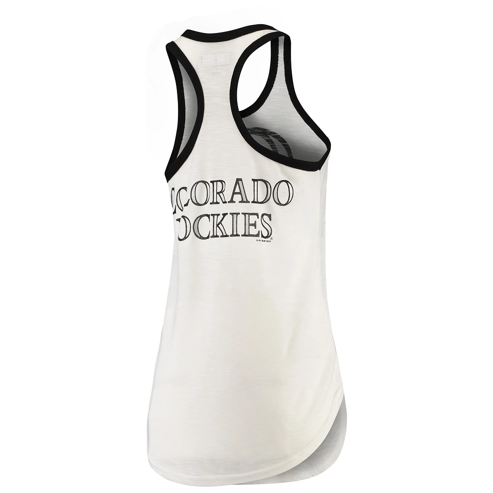 Women's G-III 4Her by Carl Banks White Colorado Rockies Tater Racerback Tank Top