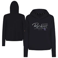 Women's Levelwear Black Colorado Rockies Accolade Sweet Express Cropped Tri-Blend Pullover Hoodie