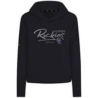 Women's Levelwear Black Colorado Rockies Accolade Sweet Express Cropped Tri-Blend Pullover Hoodie