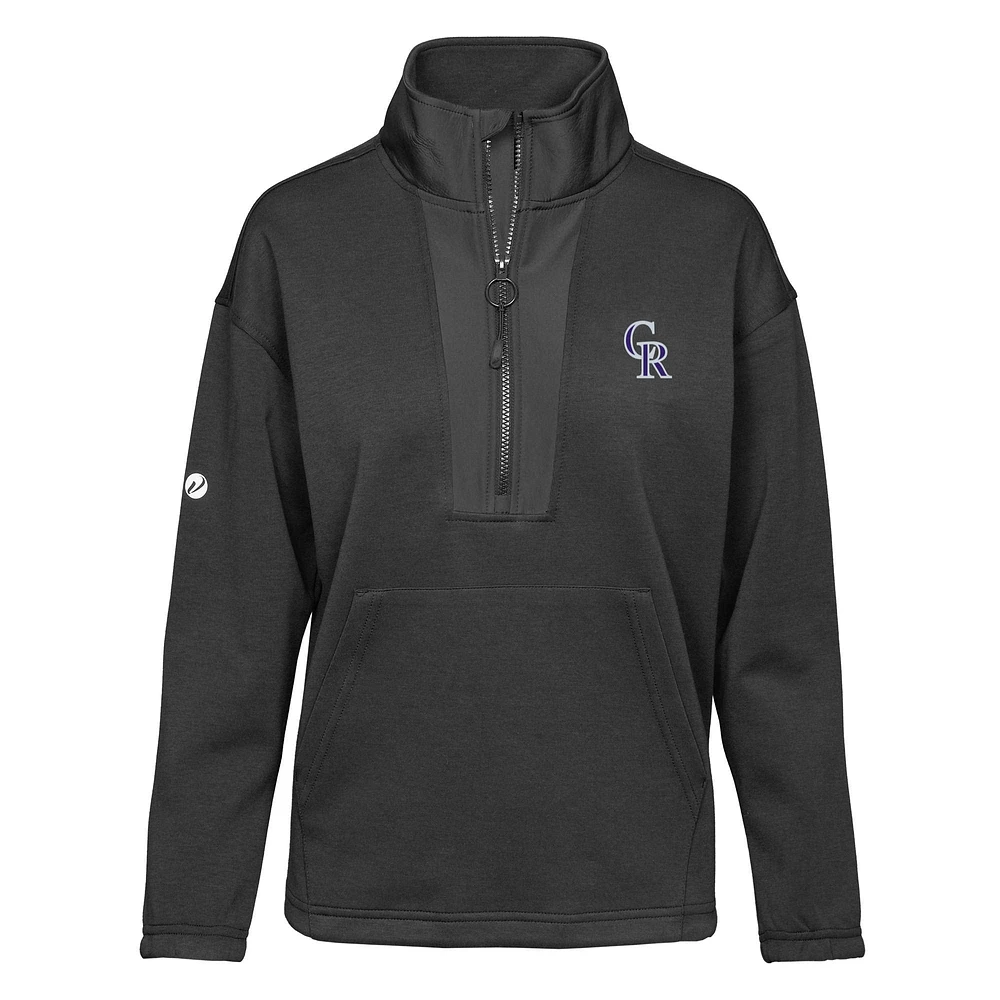Veste à enfiler demi-zip Await Insignia 2.0 noire du Colorado Rockies pour femme de Levelwear