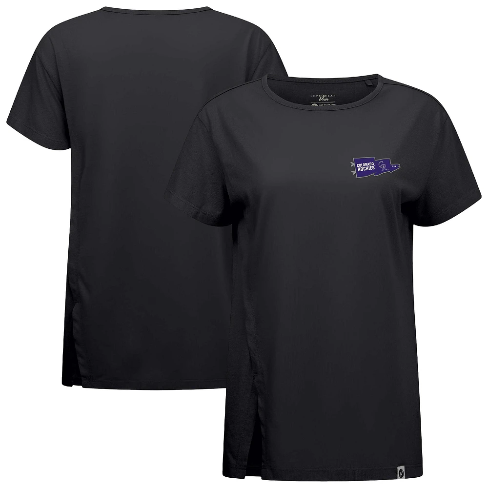 Women's Levelwear Black Colorado Rockies Influx Rafters T-Shirt