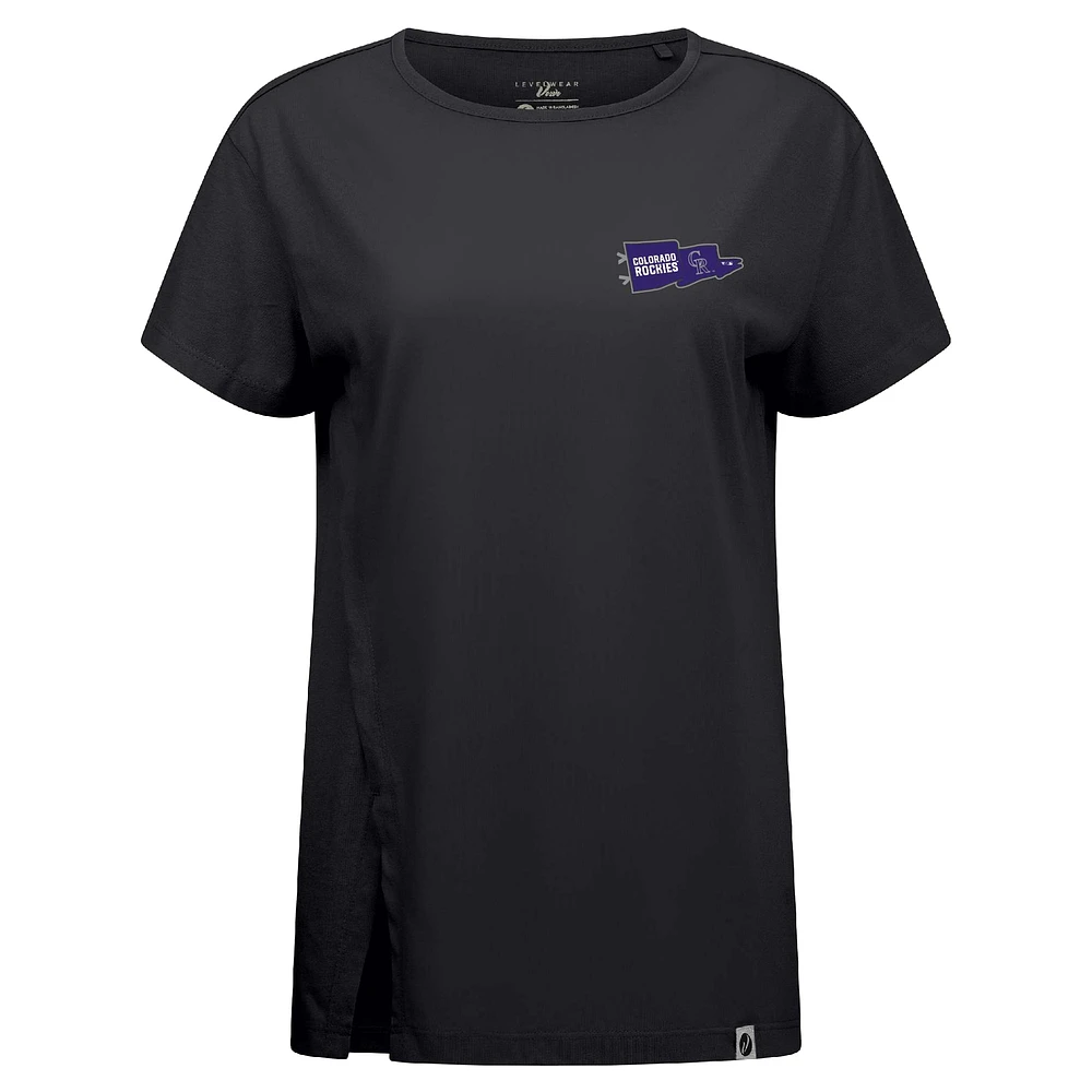 Women's Levelwear Black Colorado Rockies Influx Rafters T-Shirt