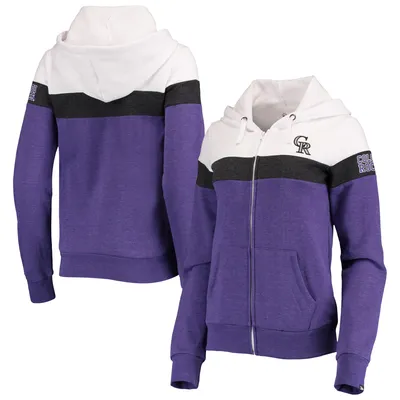 Colorado Rockies New Era Women's Colorblock Full-Zip Hoodie Jacket - Heathered Purple