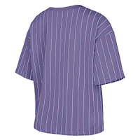 T-shirt violet à rayures fines City Connect 2025 des Rockies du Colorado pour femme de New Era