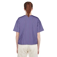 T-shirt violet à rayures fines City Connect 2025 des Rockies du Colorado pour femme de New Era