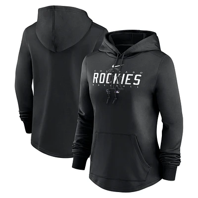 Colorado Rockies Nike Women's Authentic Collection Pregame Performance Pullover Hoodie - Black