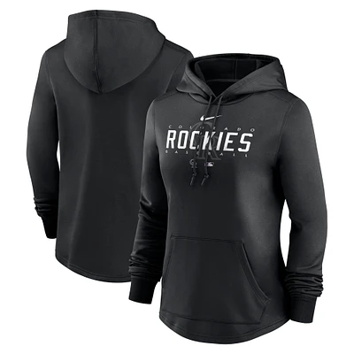 Women's Nike Black Colorado Rockies Authentic Collection Pregame Performance Pullover Hoodie