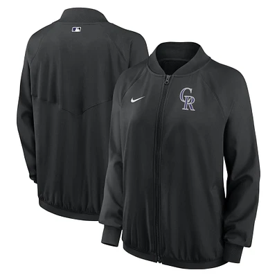 Veste à glissière pleine longueur Nike Colorado Rockies Authentic Collection Team Raglan Performance pour femme - Noir