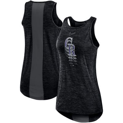 Women's Nike Black Colorado Rockies Logo Fade High Neck Performance Tank Top