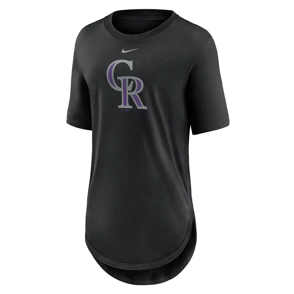 T-shirt Nike noir pour femme Colorado Rockies Mascot Outline Weekend Tri-Blend