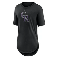 T-shirt Nike noir pour femme Colorado Rockies Mascot Outline Weekend Tri-Blend