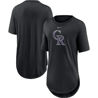 T-shirt Nike noir pour femme Colorado Rockies Mascot Outline Weekend Tri-Blend