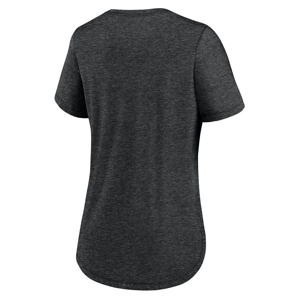 Women's Nike Heather Black Colorado Rockies Knockout Team Stack Tri-Blend T-Shirt