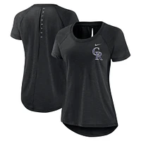 T-shirt tendance Nike Heather Black Colorado Rockies Summer Breeze Raglan pour femme