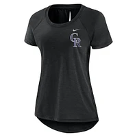 T-shirt tendance Nike Heather Black Colorado Rockies Summer Breeze Raglan pour femme