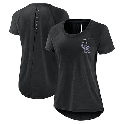 Women's Nike  Heather Black Colorado Rockies Summer Breeze Raglan Fashion T-Shirt