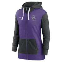 Sweat à capuche entièrement zippé pour femme Colorado Rockies Nike pourpre