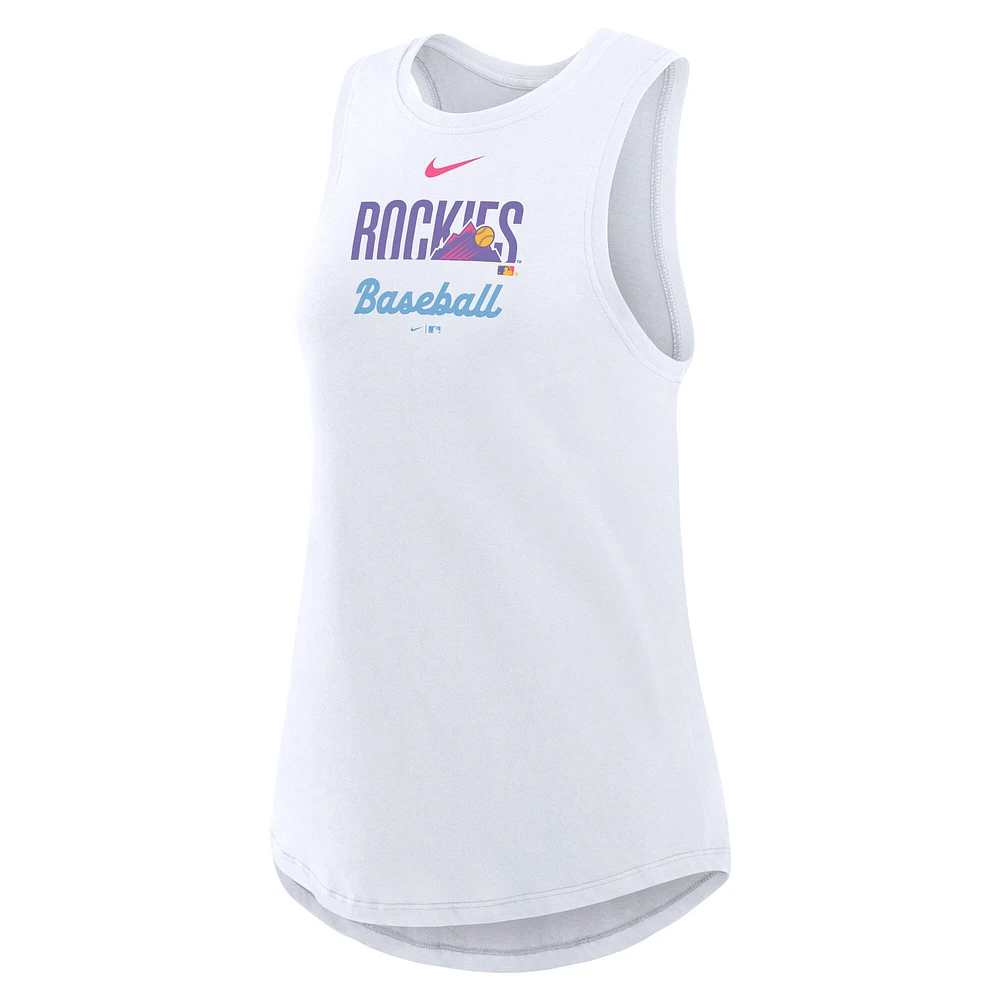 Débardeur Nike blanc à col montant City Connect Tri-Code Colorado Rockies 2025 pour femme