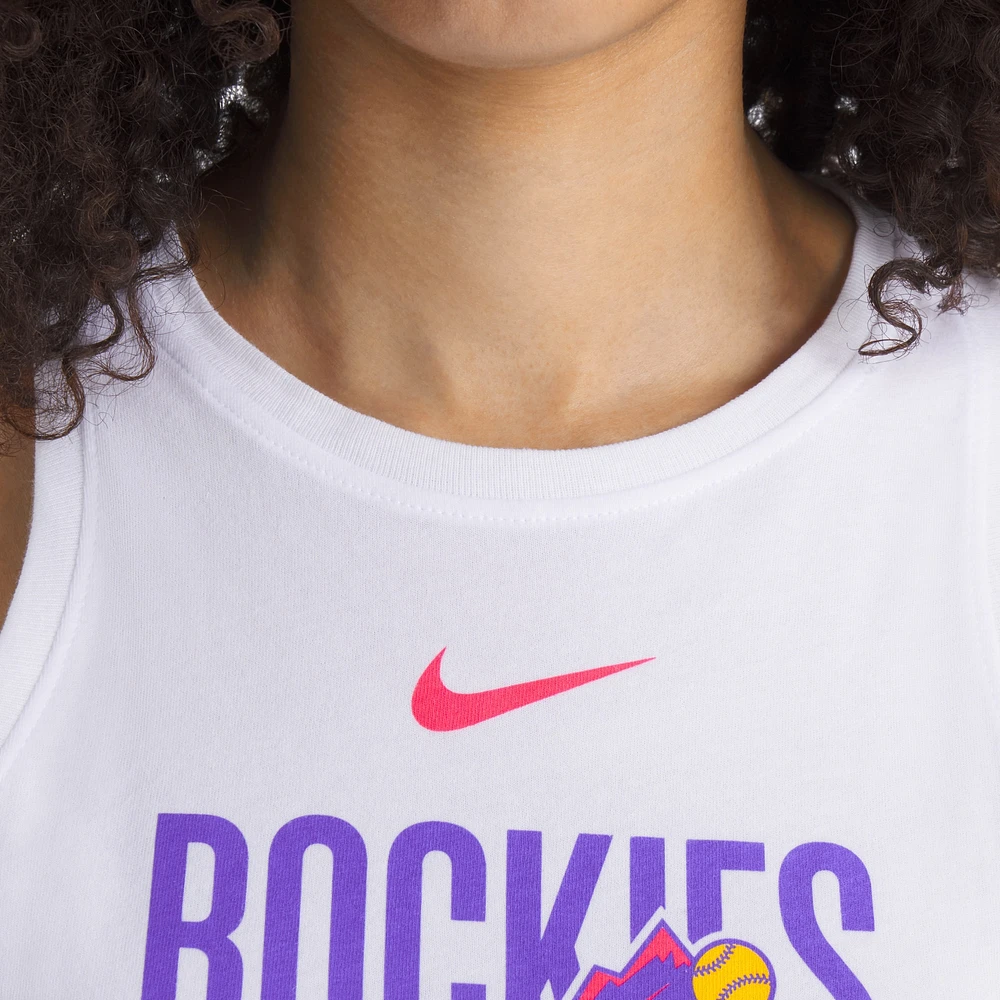 Débardeur Nike blanc à col montant City Connect Tri-Code Colorado Rockies 2025 pour femme