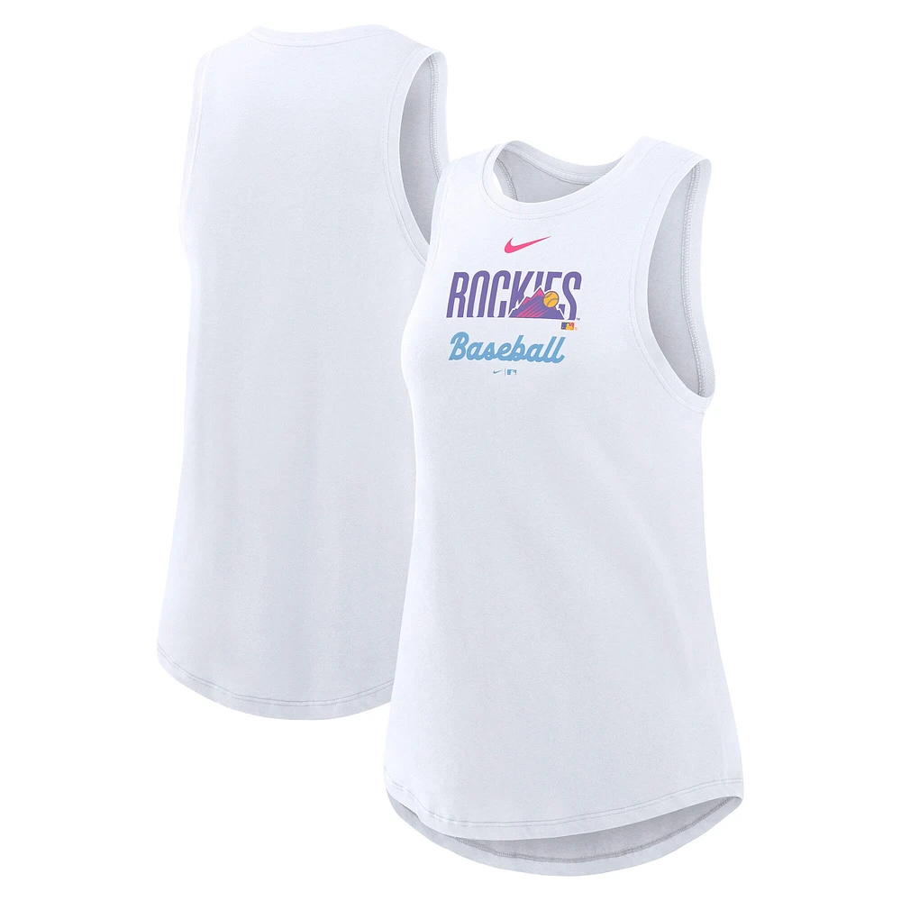Débardeur Nike blanc à col montant City Connect Tri-Code Colorado Rockies 2025 pour femme