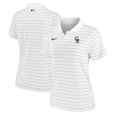 Polo Nike blanc pour femme de la collection Authentic Colorado Rockies Victory Performance