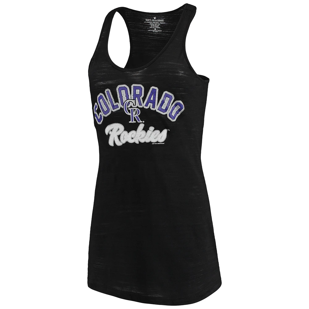 Women's Soft as a Grape Black Colorado Rockies Multicount Racerback Tank Top