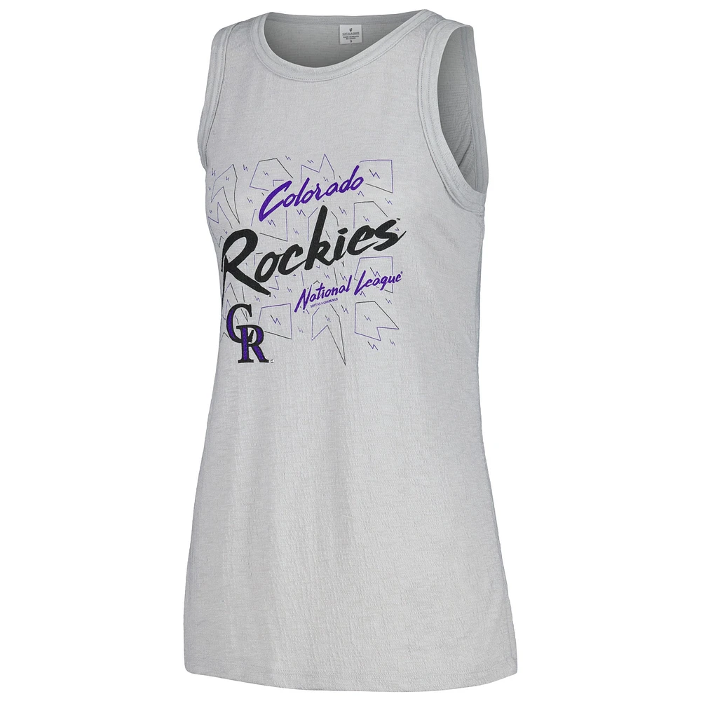 Women's Soft as a Grape Gray Colorado Rockies Gauze High Neck Tank Top