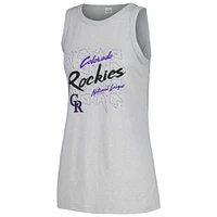 Women's Soft as a Grape Gray Colorado Rockies Gauze High Neck Tank Top