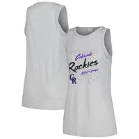 Women's Soft as a Grape Gray Colorado Rockies Gauze High Neck Tank Top