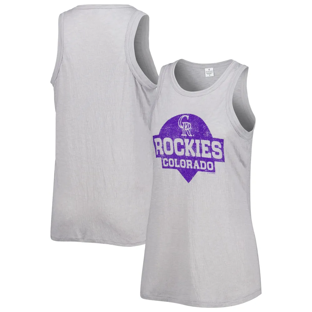 Women's Soft as a Grape Gray Colorado Rockies Tri-Blend Tank Top