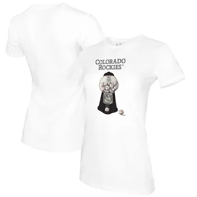 Colorado Rockies Tiny Turnip Women's Gumball Machine 3/4-Sleeve Raglan T- Shirt - White/Black