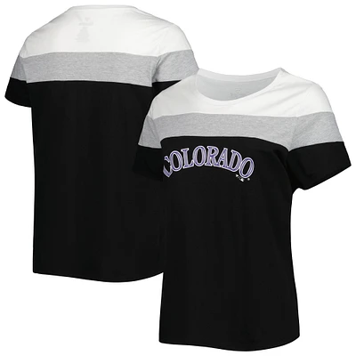 Women's White/Black Colorado Rockies Plus Colorblock T-Shirt