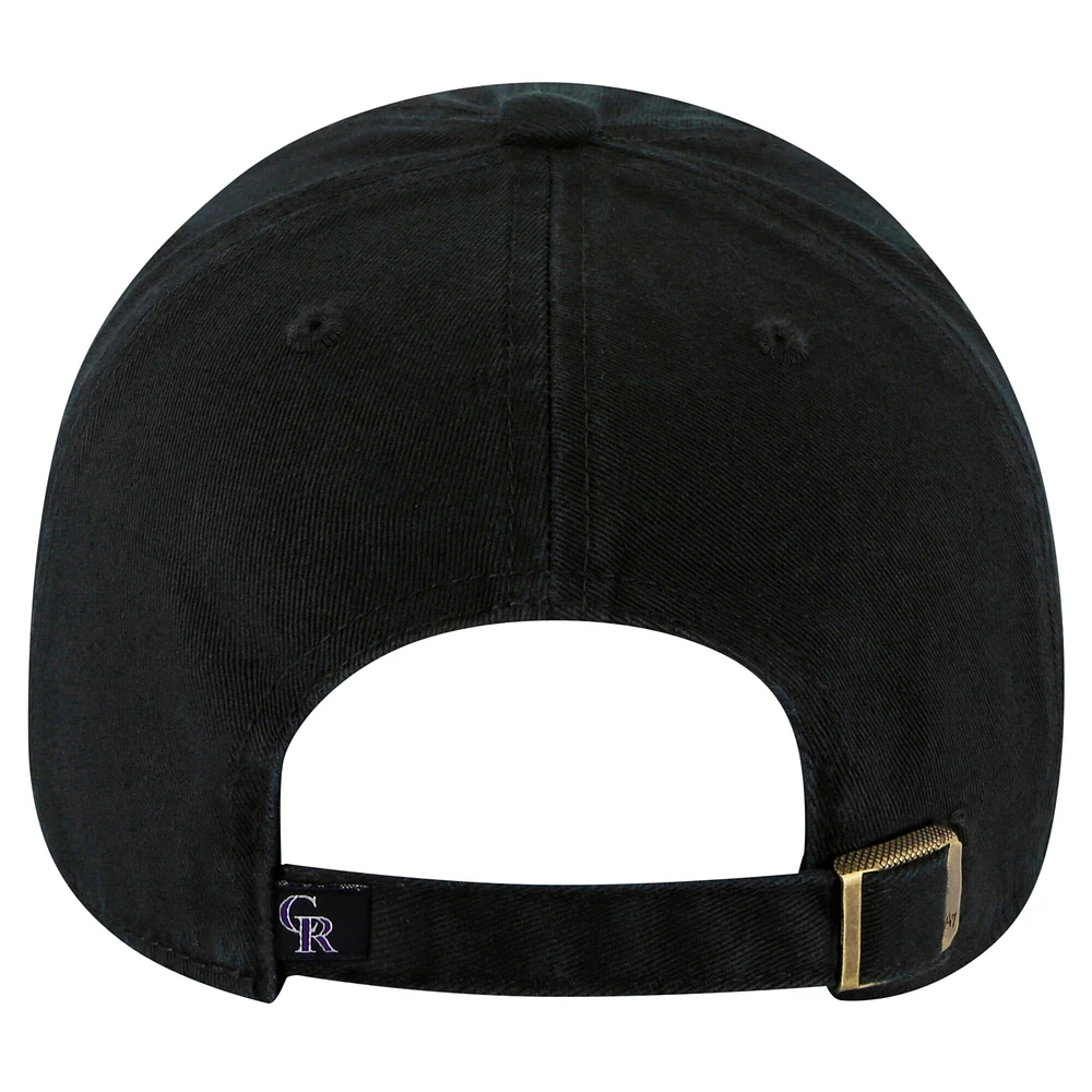 Casquette ajustable noire pour jeunes '47 Colorado Rockies Clean Up