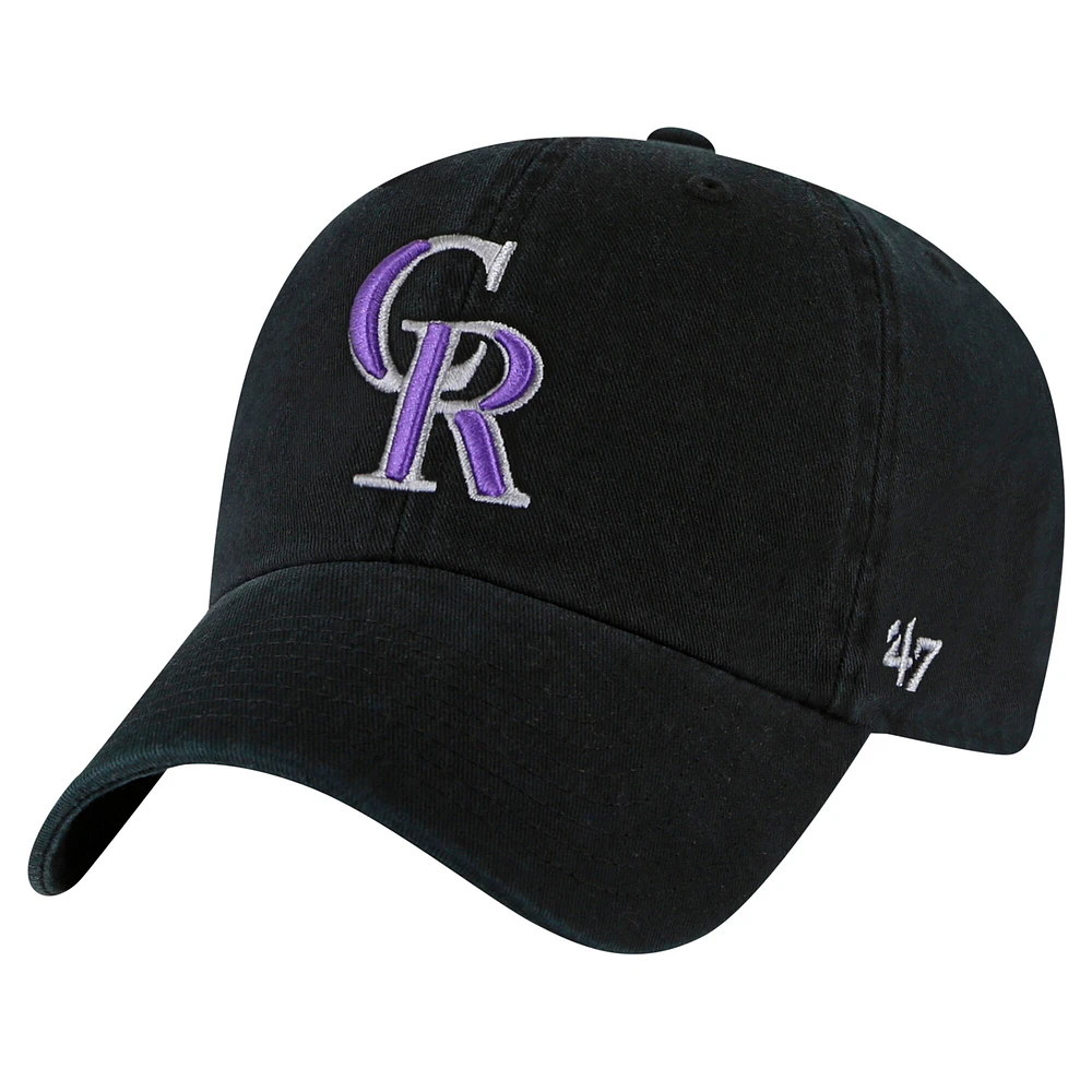 Casquette ajustable noire pour jeunes '47 Colorado Rockies Clean Up