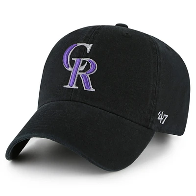 Youth '47 Black Colorado Rockies Team Logo Clean Up Adjustable Hat